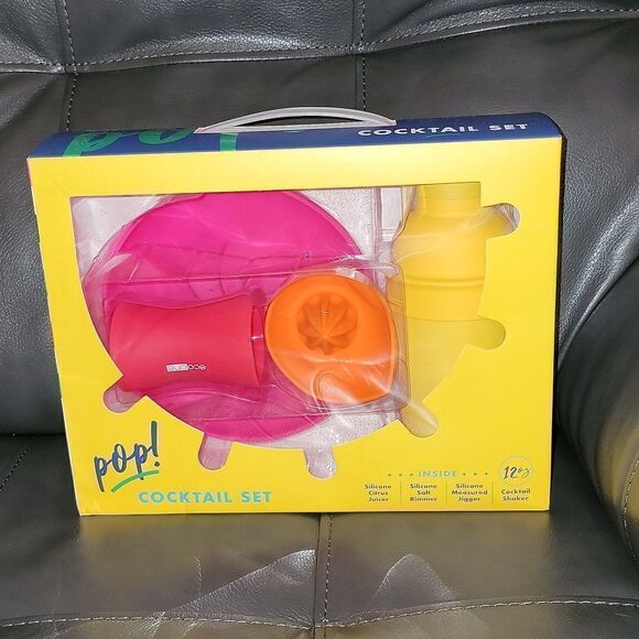 POP Cocktail Set Silicone Pool & Outdoor Safe Unbreakable Barware Gift Party NEW - Picture 1 of 7